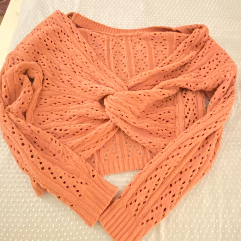 Pink cross over in front sweater